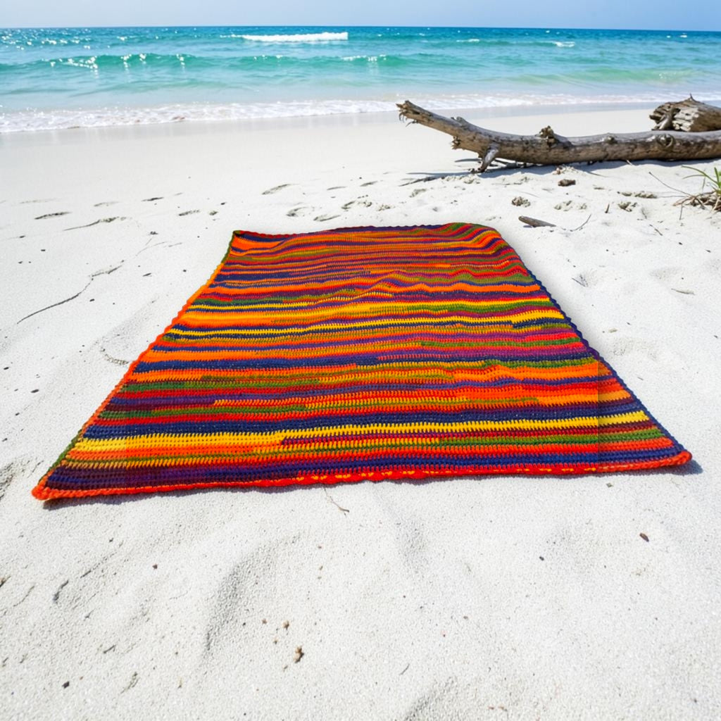 Rainbow Stripe Knit Blanket