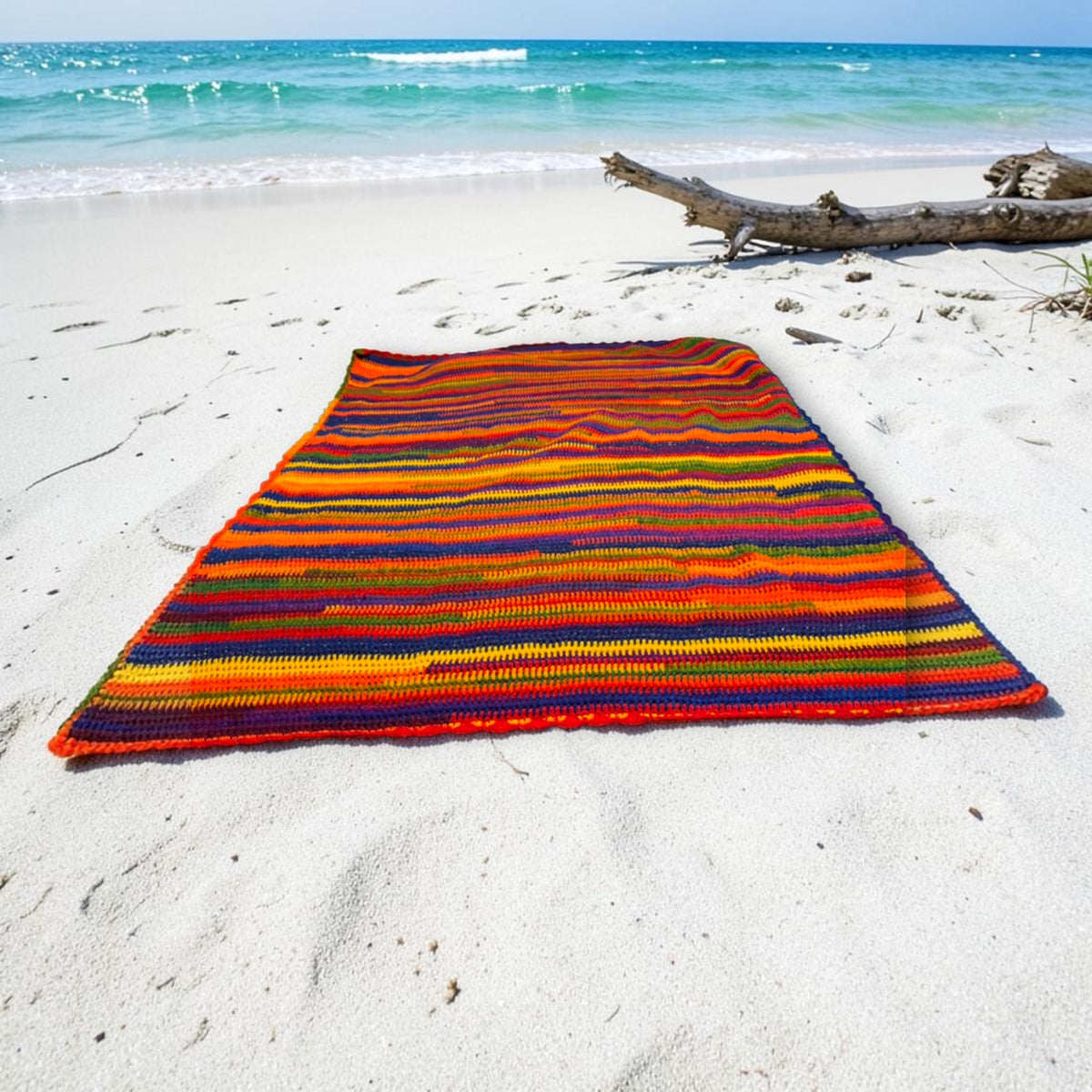 Rainbow Stripe Knit Blanket