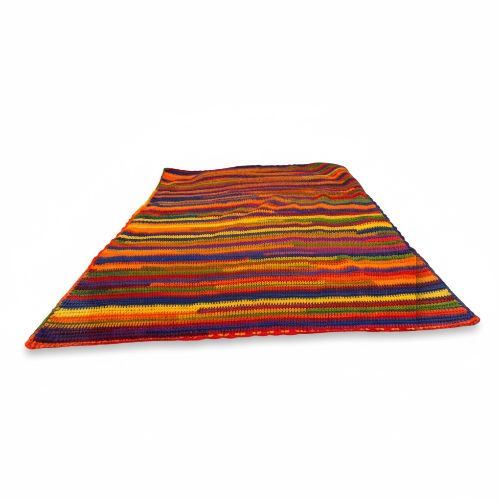 Rainbow Stripe Knit Blanket